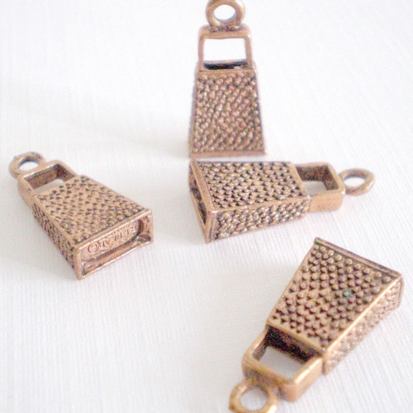 Antiqued Copper Plated Pewter Grater Charms, Cooking Charms, Culinary Theme, Destash Jewelry Supplies, Flat Rate Shipping