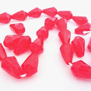Czech Beads:  Transparent Ruby Faceted Drop, 8 x 12 mm, 25 Pieces