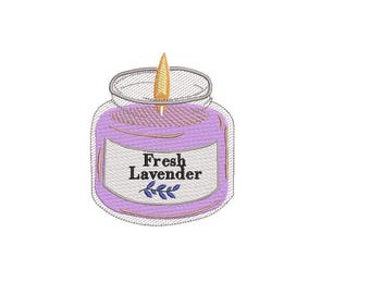 Fresh Lavender Embroidery Design, Lavender Candle Floral Machine Embroidery Pattern, Relaxing Botanical Aesthetic PES DST File
