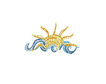 Motif de broderie soleil et vagues, motif de broderie Machine minimaliste lever du soleil sur l'océan, fichier esthétique PES DST de plage