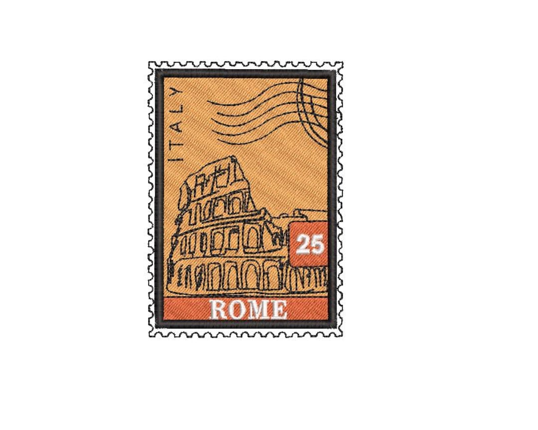 Rome Stamp Embroidery Design, Vintage Italy Travel Postage Stamp ...