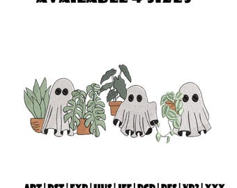 Botanical Ghost Plant Embroidery Design, Halloween Embroidery, Ghost Plant Embroidery, Spooky Cute Embroidery, Instant Download