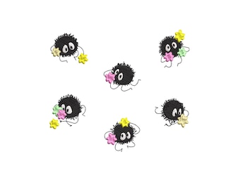 Diseño de bordado de duendes de caramelo estelar, lindo patrón de bordado a máquina de duende de polvo de fantasía, descarga de conjunto de criaturas kawaii en formato PES y DST