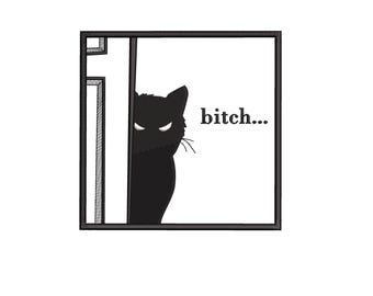 Motif de broderie chat oeil de côté, motif de broderie Machine drôle Cat Attitude Meme, humour sarcastique PES DST fichier