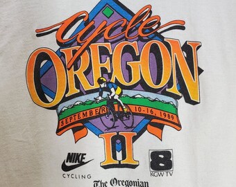 Vtg Cycle Oregon 1989 T-Shirt Cycling NIKE Men's Medium Tour De Oregon 1980s