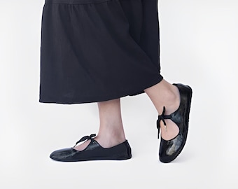 Ballet flats - Passion in Patent Black - Leather shoes - Barefoot flats