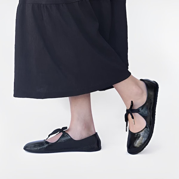 Ballerines - Passion in Patent Black - Chaussures en cuir - Ballerines pieds nus