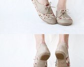 Sugar Tea Party - Handmade Leather & Fabric flat shoes -  CUSTOM FIT