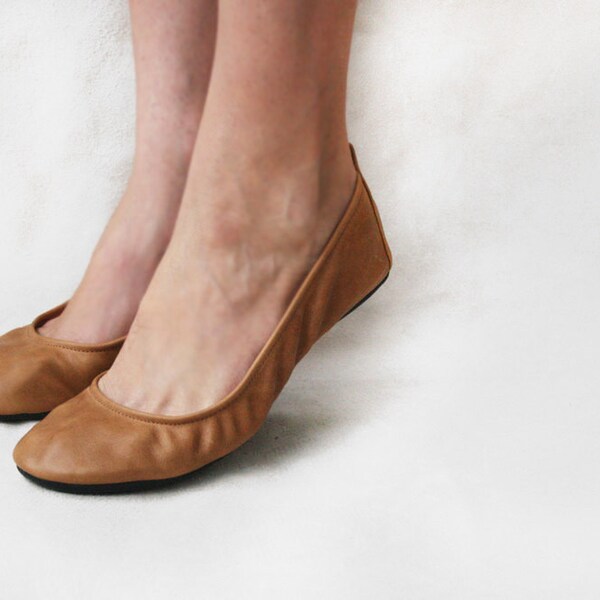 Ballet flats - Wheat - Handmade Leather shoes -  CUSTOM FIT