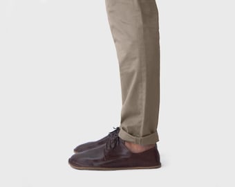 Plain Toe Derby in Lustrous Brown - Men's Leather dress shoes - Barefoot shoes