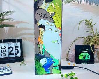 TTR Forest Spirit- Wooden Box Lamp,  Handmade Anime Led Light, TTR fans birthday present, Cute animal room decor, Nature lovers gift idea