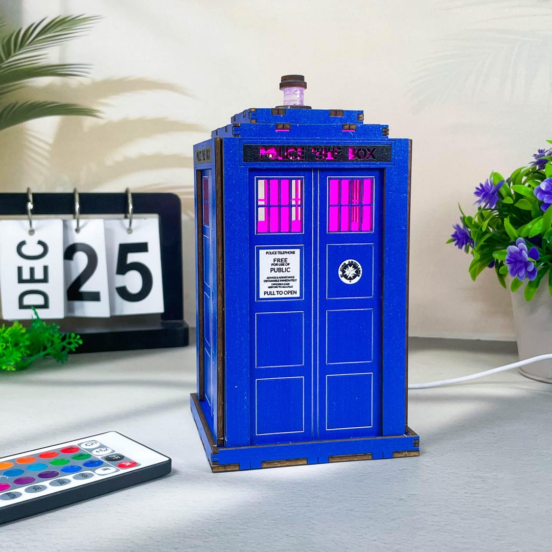 TARDIS Wooden Box Lamp, Doctor Who Police Box LED Night Light, Sci-fi ...