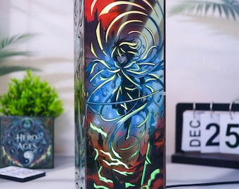 The Hero Ages Wooden Box Lamp – Hero Ages Characters RGB LED Night Light – Fantasy Book Series Decor, RGB Collector Gift