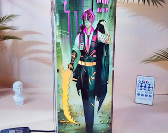 Gregor Limbus Company - Trälåda-lampa, Gregor handgjord anime-nattlampa, Limbus Company-lampdekor, spelrumslampa, cool anime-fanpresent