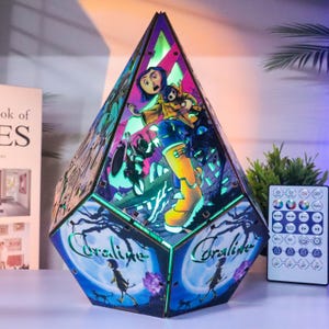 coraline lamp LED pentagon wooden light