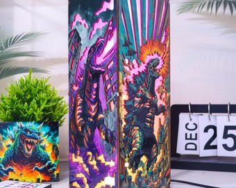 GZ-Kaiju monsterlampa i trä, jättevarelse RGB LED-nattlampa, dekoration för stadsstridsrum, handgjord samlarpresent