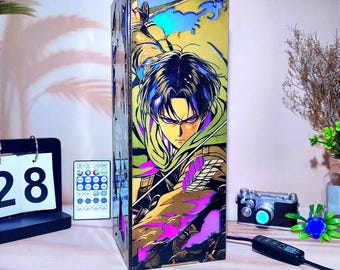 Lámpara de caja de madera AOT – Heroic Fighters & Titan Battle, LED RGB, decoración artesanal para habitación otaku, regalo de cumpleaños personalizado para fans del anime