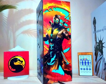 MK- 手作り木製ボックスランプ、RGB LED、ゲーミングナイトライト、ゲーマールームの装飾、クールなゲーミングランプ、誕生日プレゼント、ゲーマーへのクールなギフト