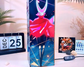 Hollow Knight - Trälåda-lampa, Handgjord nattlampa i Dark Warriors-stil, RGP LED-dekor, Cool födelsedagspresentidé för gamers