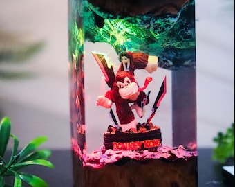 Donkey Kong Pauline - Epoxihartslampa, Handgjord Donkey Kong Arkad, Retrospel LED-nattlampa, Spelrumsinredning, Cool djurpresent till barn