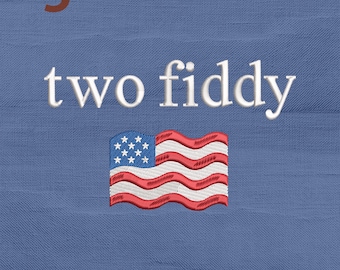 Two Fiddy Embroidery Design, USA 250 American Waving Flag Machine Embroidery File, Instant Download