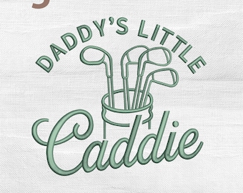 Daddy's Little Caddie Embroidery Design, Golfing Daddy And Kid Machine Embroidery File, Instant Download