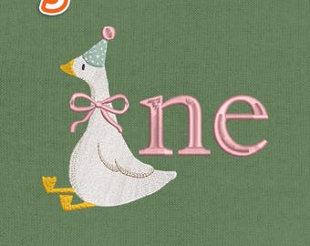 Silly Goose First Birthday Embroidery Design, Baby 1st Birthday Pattern, Newborn Gift, Digital Download