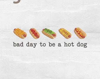 Bad Day To Be A Hot Dog Embroidery Design, Hotdog Mini Icons Embroidery File