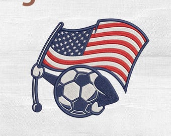 American Soccer Embroidery Design, USA Flag Ball Stitch Machine Pattern, Match Day Party Design
