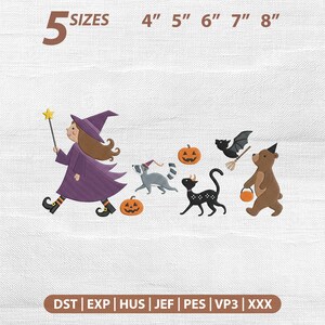 Trick or Treat Parade Embroidery Design, Halloween Witch Cat Bear Spooky  Pumpkin Embroidery File