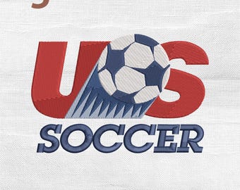 Mini USA Soccer Embroidery Design, American Flag Soccer Stitch Pattern, Football Cup, Instant Download