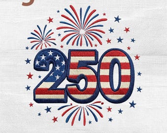 USA 250th Anniversary Embroidery Design, 1776-2026 Patriotic Stitch Machine File, Independence Day, America Birthday