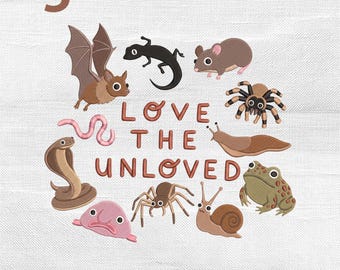 Love The Unloved Embroidery Design, Weird Animals Entomology Nature Bug Lover Machine Embroidery File