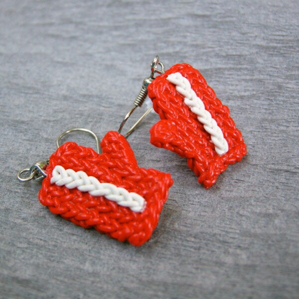 Red Knitted Mittens Earrings