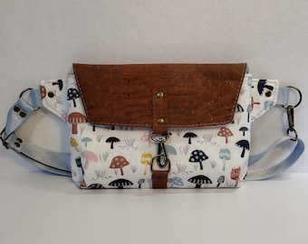 Mushroom Shaped Cork Shoulder Bag – Eco-Friendly Vegan Tote Bag with Adjustable Shoulder Strap