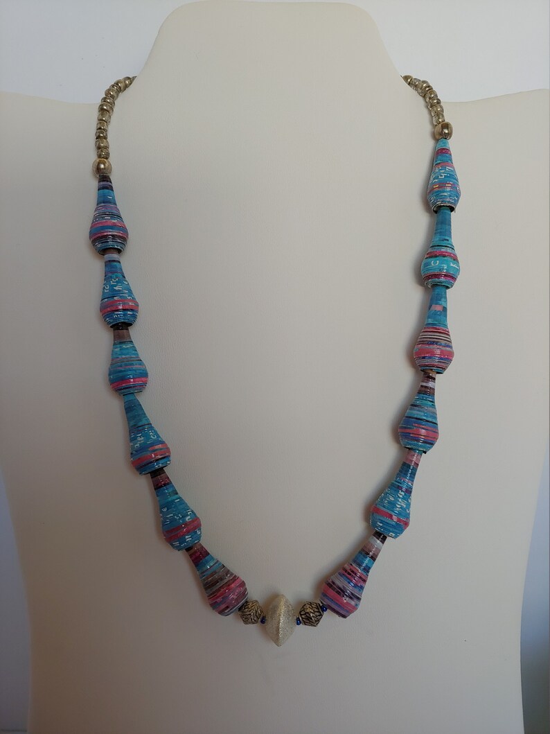 Paper bead necklace paper bead jewelry gifts for mom 1st anniversary gift statement necklace gifts for her paper jewelry
