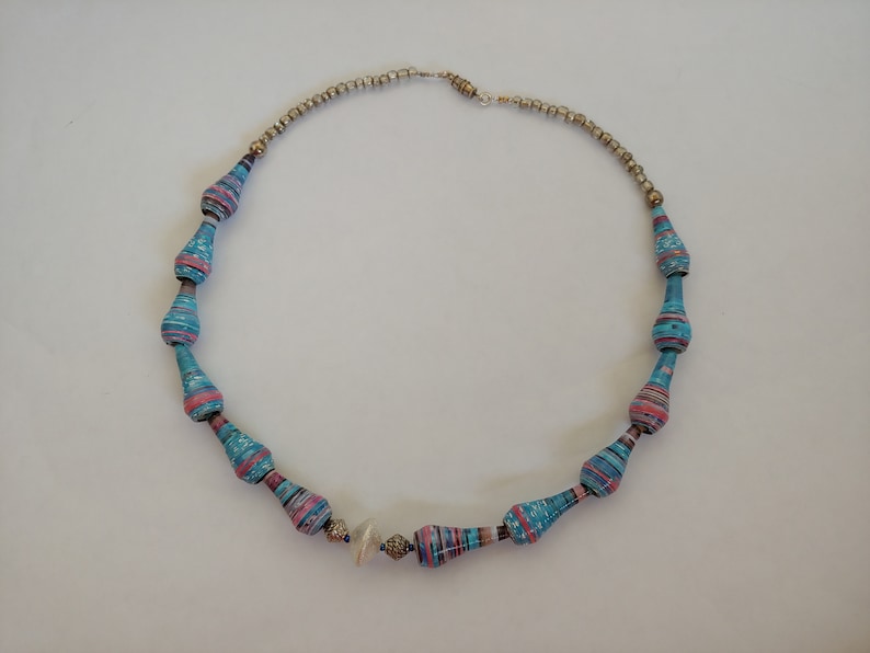 Paper bead necklace paper bead jewelry gifts for mom 1st anniversary gift statement necklace gifts for her paper jewelry