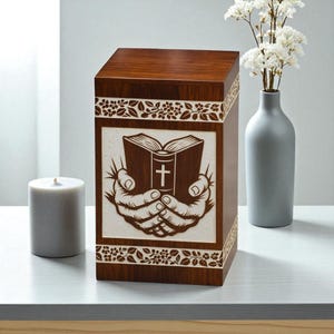 Personalized Wooden Urn Box for Human Ashes, Cremation Urn