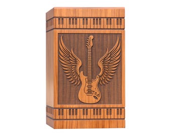 Wooden guitar urn | personalize cremation box
