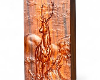 Wooden Deer Urn | Cremation Urn for Human Ashes | Forest Theme Stag Design Memorial Keepsake