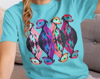 Greyhound Tee Men Graphic Shirt Abstract Dog Art Multicolor Tee Artistic Dog Tee Dog Lover Shirt Vintage Style Clothing Gift Animal