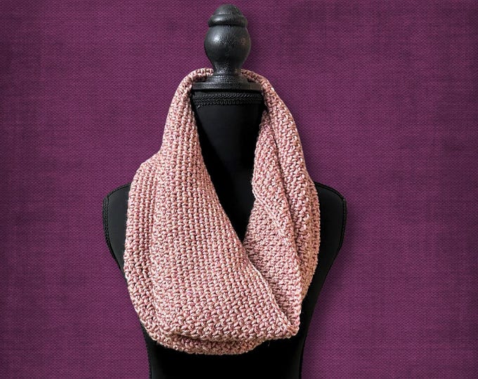 Shimmer Rose Pink Cowl Standard and Plus Size Crocheted Infinity Scarf