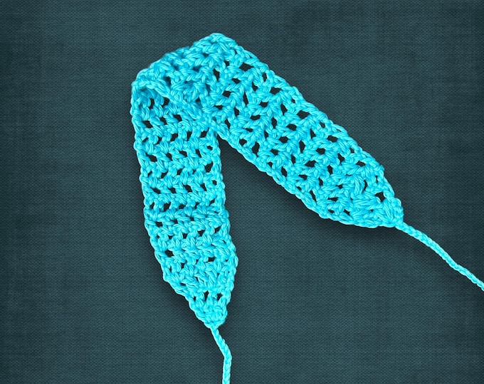 Bright Teal Cotton Headband Adult Size Crochet Yarn Neon Blue Hair Band