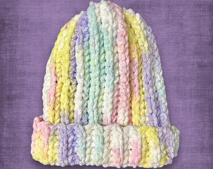 Adult S/M Colorful Pastel Beanie Fairytale Unicorn Inspired Soft and Stretchy Warm Winter Hat