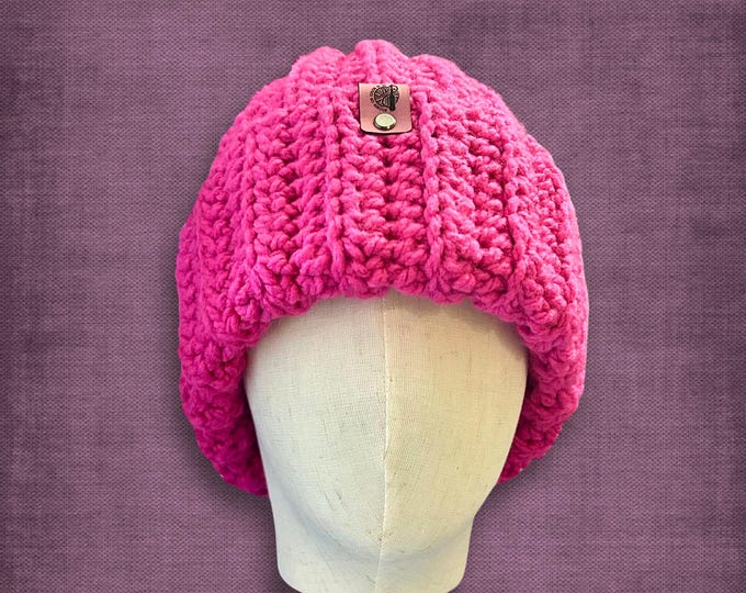 Adult L/XL Bright Pink Beanie Soft Thick Winter Hat for Breast Cancer Awareness