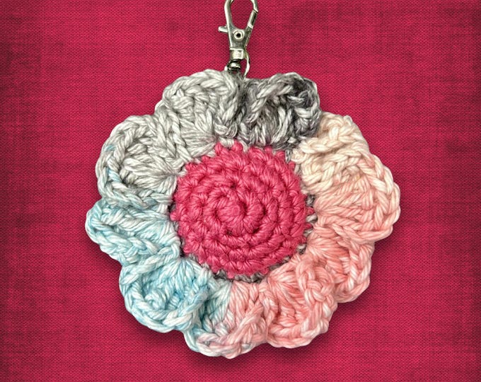 Mother's Day Flowers for Mom Floral Keychain Pink Bag Charm Purse Flower Clip On