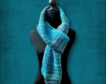 Long Blue Green Purple Winter Scarf Super Soft and Machine Washable