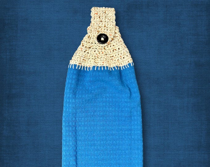 Beach Decor Blue Hanging Kitchen Towel Hangs on Oven Door Summer Vacation Theme