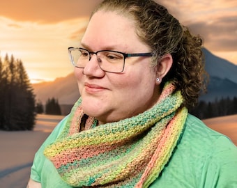 Plus Size Cowl Crocheted Winter Infinity Scarf Yellow Orange Green