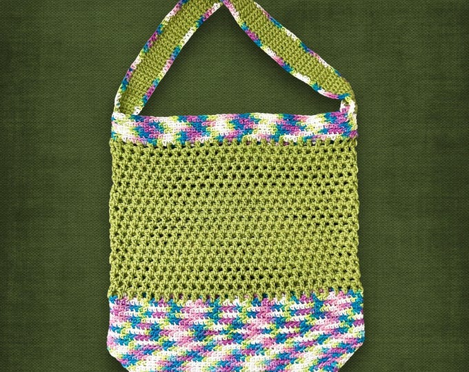 Crochet Market Bag Mesh Green Nature Inspired Stretchy Soft Grocery Bag